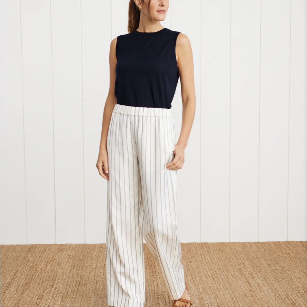 Jenni Kayne Bianca trousers in navy & stripe - size XL